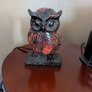 Mosaic Owl Accent Lamp - Red and Black
